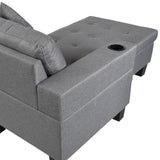 Sofa Set for Living Room with L Shape Chaise Lounge with cup holder