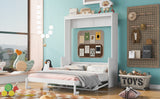 Queen Size White Murphy Bed with Shelf