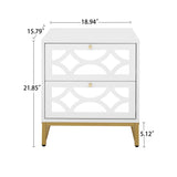 2 drawer nightstand - White Mirrored Nightstandwith Gold Legs