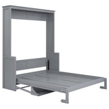 Queen Size Grey Murphy Bed with Shelf