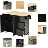 Rolling Mobile Kitchen Island with Solid Wood Top