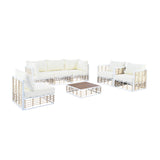 7-Piece Metal Patio Sectional Sofa Set, All-Weather Garden Conversational Furniture Set with Thick Cushions and Coffee Table for Indoor Outdoor, White