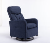Navy Blue Fabric Swivel Rocking Chair