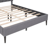 Queen Upholstered Linen Platform Bed - Gray