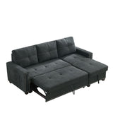 Black Sleeper Sofa Bed Reversible Sectional Couch with Storage