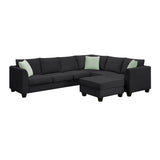 Sectional Sofa Couches Living Room Sets, 7 Seats Modular Sectional Sofa with Ottoman, L Shape Fabric Sofa Corner Couch Set with 3 Pillows