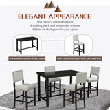 5-Piece Counter Height Dining Set, Classic Elegant Table and 4 Chairs