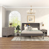 Queen 3-Piece Bedroom Set Platform Bed with Nightstand and Dresser