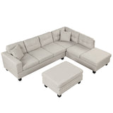 Modern Sectional Sofa with Storage Ottoman