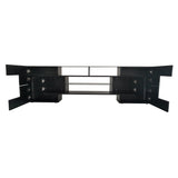 TV Stand with 2 Illuminated Glass Shelves, High Gloss Entertainment Center
