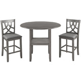 Farmhouse 3 Piece Round Counter Height Kitchen Dining Table Set