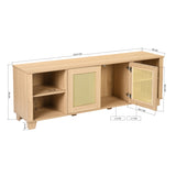 64.4" Rattan TV Stand for 65/70 inch TV Living Room Storage Console Entertainment Center