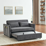 Convertible Sofa Bed Velvet Double Sofa with Pullout Bed, Seat with Adjustable Backrest