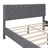 Queen Upholstered Linen Platform Bed - Gray