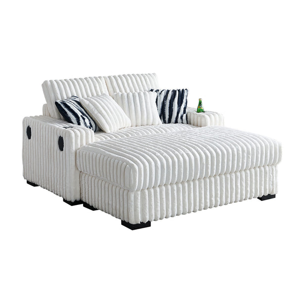 Square Arm Loveseat With Ottoman, Cup Holder, Bluetooth Speaker,Wireless Charger,USB Ports
