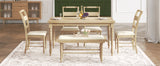 6-peice Dining Set with Turned Legs, Kitchen Table Set with Upholstered Dining Chairs