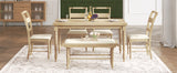 6-peice Dining Set with Turned Legs, Kitchen Table Set with Upholstered Dining Chairs