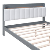 Queen 3-Piece Bedroom Sets with USB and LED Lights-Gray+White