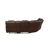 Brown Power Reclining Sectional made with Faux Leather