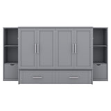 Full Size Murphy Bed with Shelves, Drawers and USB Ports