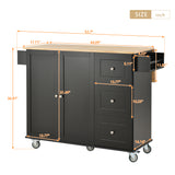 Rolling Mobile Kitchen Island with Solid Wood Top