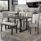 Grey 6-Piece Dining Table and Chair Set