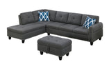 Gray Left Hand Facing Sofa & Chaise with Ottoman