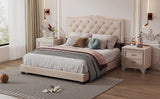 Queen Size Upholstered Bed Frame with Rivet Design