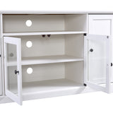 TV Stand for TV up to 65in with 2 Tempered Glass Doors Adjustable Panels