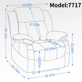Grey faux Leatheraire Power Lift Recliner Chair with 8-Point Vibration Massage and Lumbar Heating, Stainless steel Cup Holders