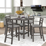 5-Piece Wooden Counter Height Dining Set with Padded Chairs