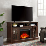 TV Media Stand Modern Entertainment Console  with fireplace Insert