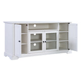 TV Stand for TV up to 65in with 2 Tempered Glass Doors Adjustable Panels