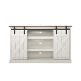 Farmhouse Sliding Barn Door TV Stand for TV up to 60 Inch Flat Screen Media Console Table Storage Cabinet Wood Entertainment Center Sturdy Ranch