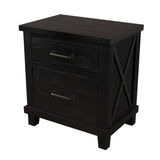 Rustic Farmhouse Style 3 Pieces Bedroom Sets Blackwash Queen Bed with 2 Drawers, Nightstand and Dresser, Coffee