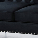 Black Velvet Sofa with Jeweled buttons