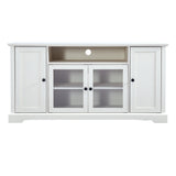 TV Stand for TV up to 65in with 2 Tempered Glass Doors Adjustable Panels