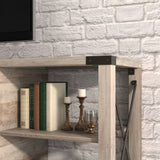 68" TV Stand Wood Metal TV Console Industrial Entertainment Center Farmhouse with Storage Cabinets and Shelves, Grey Walnut