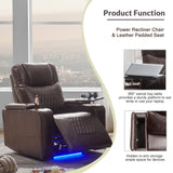 Recliner with USB Charging Port and Hidden Arm Storage 2 Cup Holders Design and 360° Swivel Tray