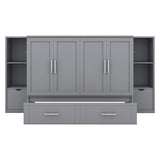 Full Size Murphy Bed with Shelves, Drawers and USB Ports