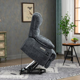 High Back Large Size Blue Power Lift Recliner Chair with 8-Point Vibration Massage and Lumbar Heating