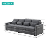 4-Seater Modern Linen Fabric Sofa with Armrest Pockets