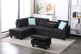 Left Hand Facing Sofa & Chaise with Ottoman