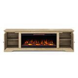 Devine 83 inch Electric Fireplace TV Console for TVs up to 95 inches, Alabaster finish