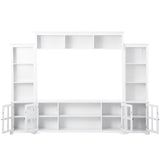 Entertainment Wall Unit with Bridge, Modern TV Console Table