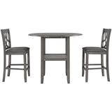 Farmhouse 3 Piece Round Counter Height Kitchen Dining Table Set