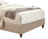 Wooden California King Size Bed with Button Tufted Headboard, Beige