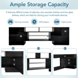 TV Stand with 2 Illuminated Glass Shelves, High Gloss Entertainment Center