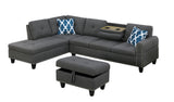 Gray Left Hand Facing Sofa & Chaise with Ottoman