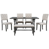 Grey 6-Piece Dining Table and Chair Set